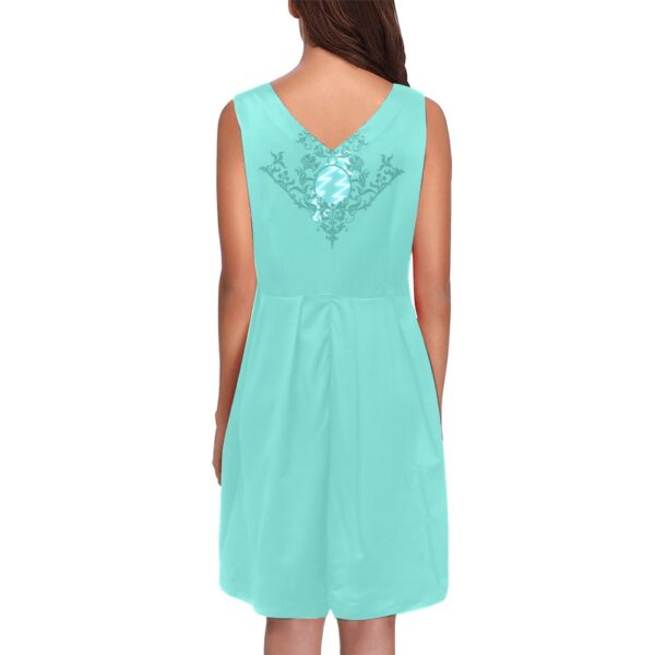 Ornate Bolt Teal Sleeveless Pleated Dress - Image 2