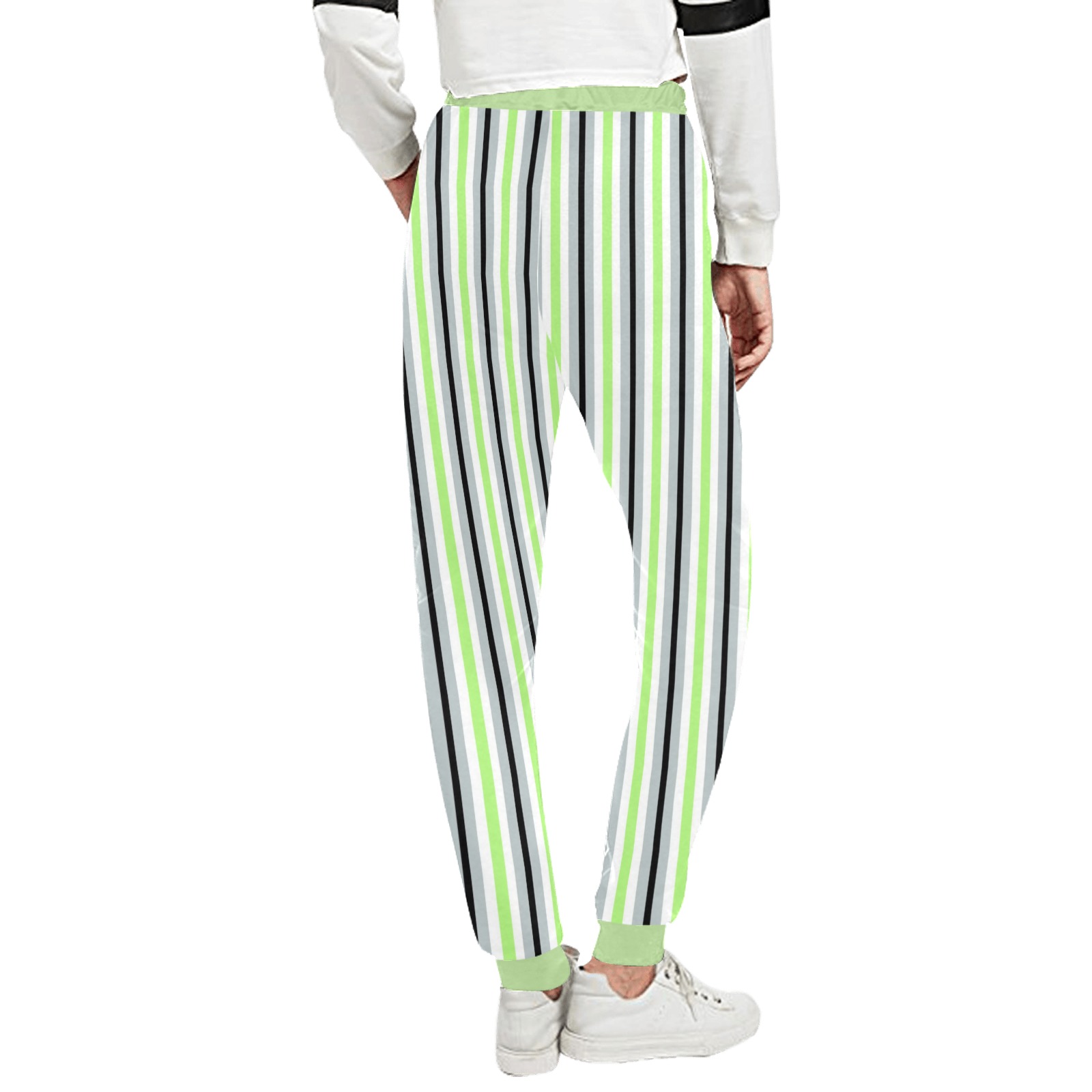 Agender Long Stripes Unisex Casual Drawstring Pants - Image 3