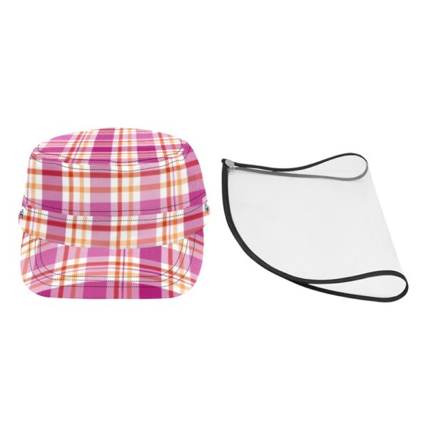 Lesbian Plaid 01 Military Style Cap With Detachable Face Shield - Image 5
