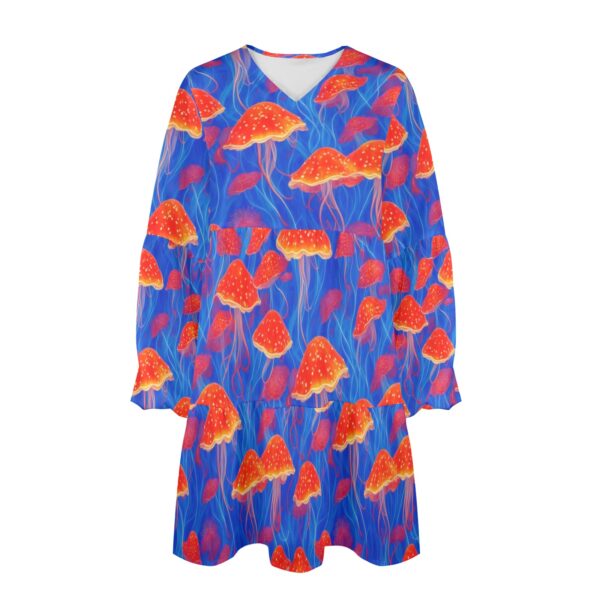 Psychedelic Undercurrents V-Neck Dress - Image 4
