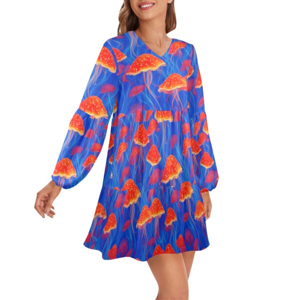 Psychedelic Undercurrents V-Neck Dress - Image 2