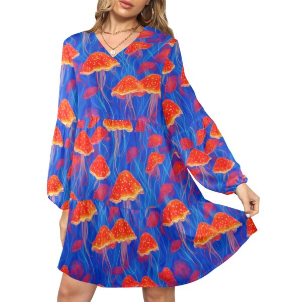 Psychedelic Undercurrents V-Neck Dress