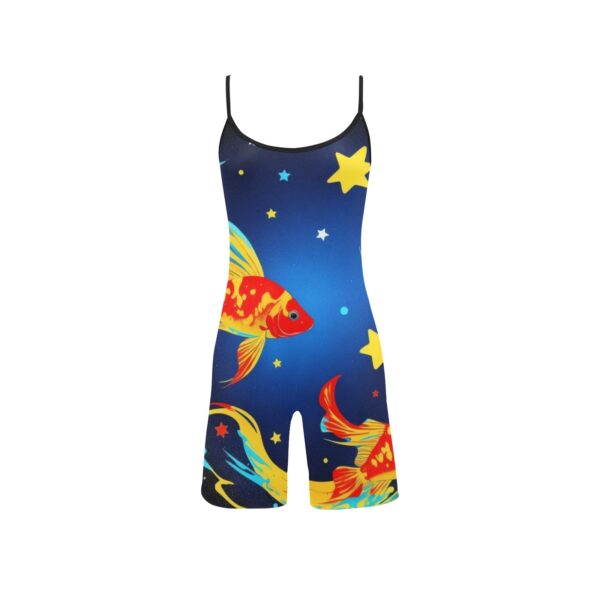 Don’t Be Koi Women's Spaghetti Strap Short Yoga Bodysuit - Image 3