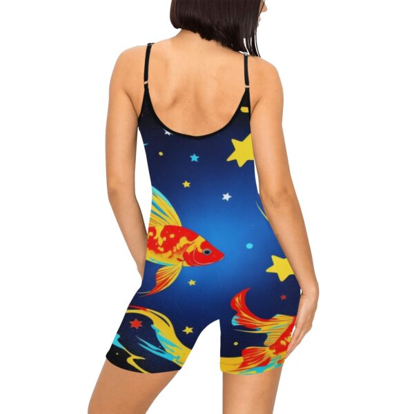 Don’t Be Koi Women's Spaghetti Strap Short Yoga Bodysuit - Image 2