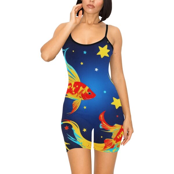Don’t Be Koi Women's Spaghetti Strap Short Yoga Bodysuit