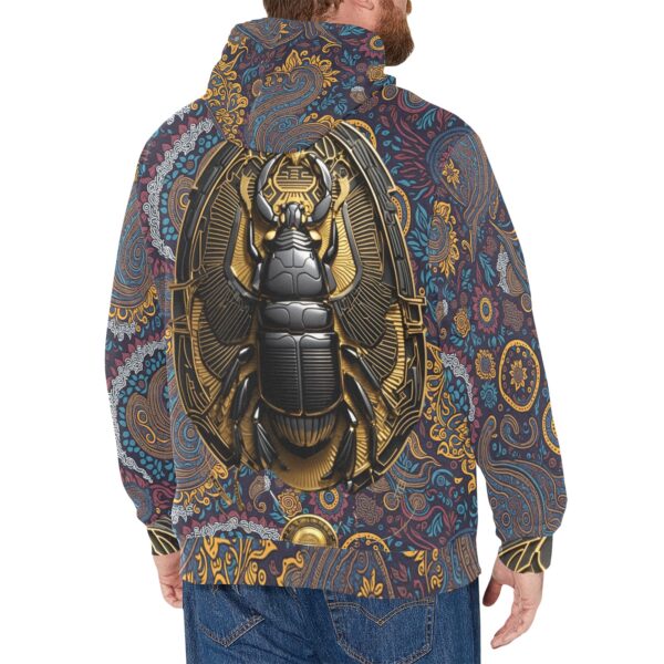 Scarab- Amoeba Paisley Men's Fleece Hoodie with White Hood Lining (Model H55) - Image 2