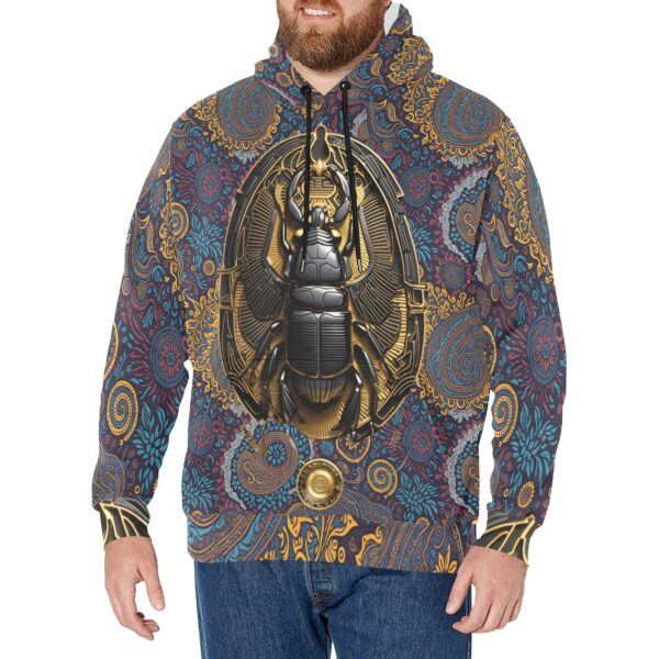 Scarab- Amoeba Paisley Men's Fleece Hoodie with White Hood Lining (Model H55)