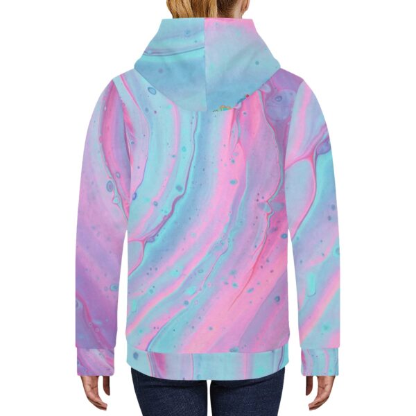 Pizelswink - Nepal Sunrise Women's Fleece Hoodie with White Hood Lining (Model H55) - Image 2