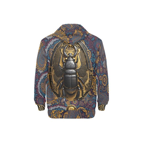 Scarab- Amoeba Paisley Men's Fleece Hoodie with White Hood Lining (Model H55) - Image 4