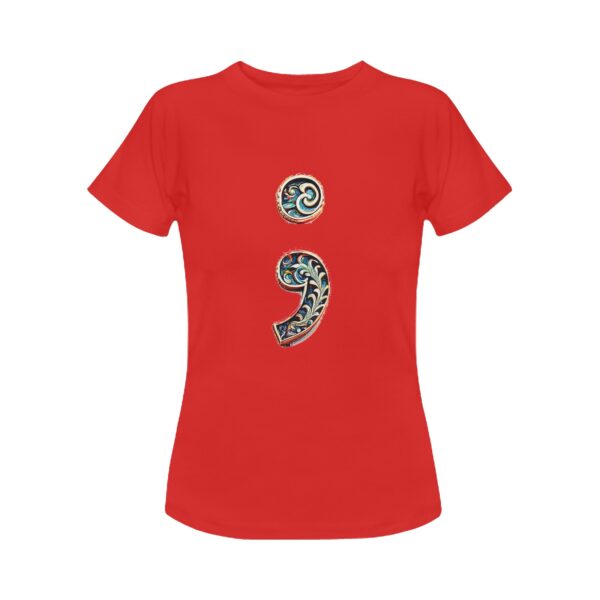 Semicolon Paisley- Women's Cotton T-Shirt - Image 4