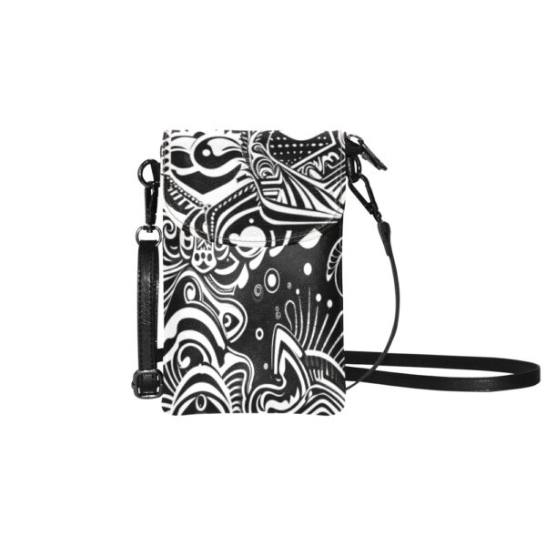 Tribal Woodcut PU Leather Cell Phone Purse - Image 3