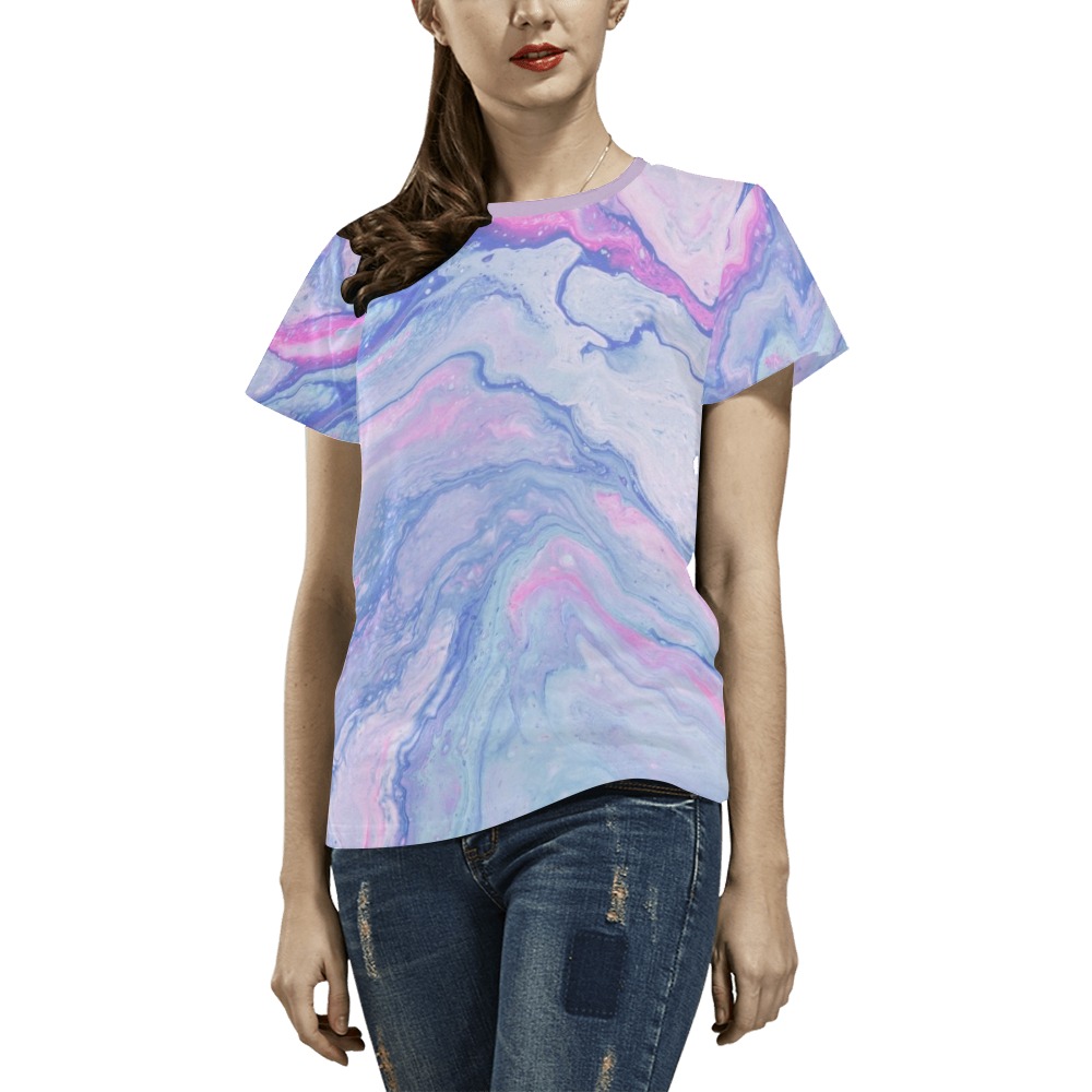 Santorini Sunset Women's All Over Print T-shirt (USA Size) (Model T40) - Image 3