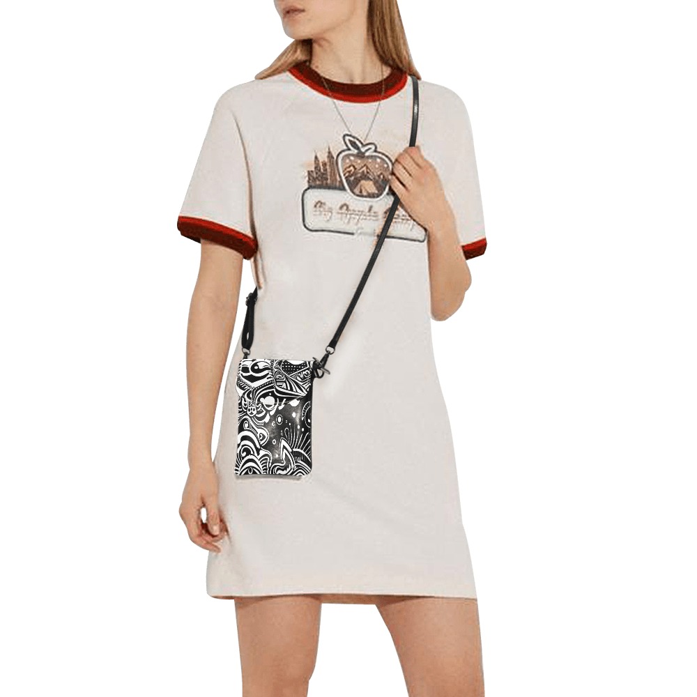 Tribal Woodcut PU Leather Cell Phone Purse